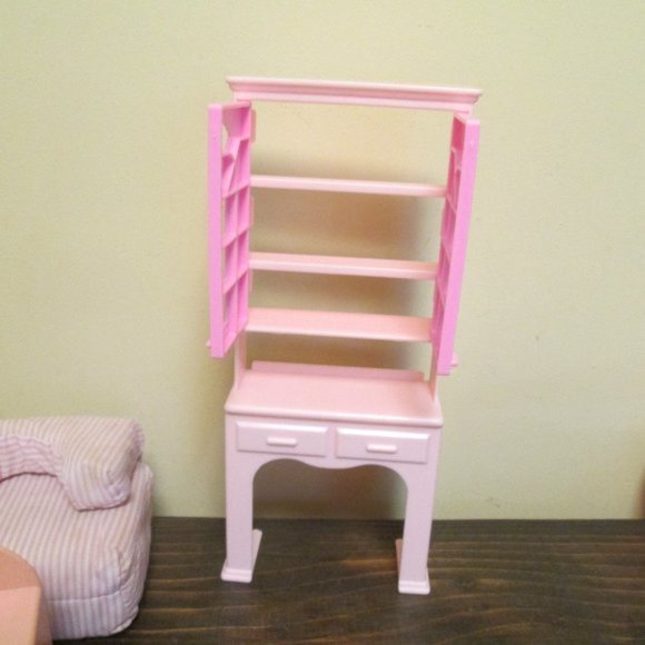 Vintage 80s & 90s Barbie Doll Furniture BED with FRAME CABINET CHAIR NIGHT STAND - Picture 4 of 5